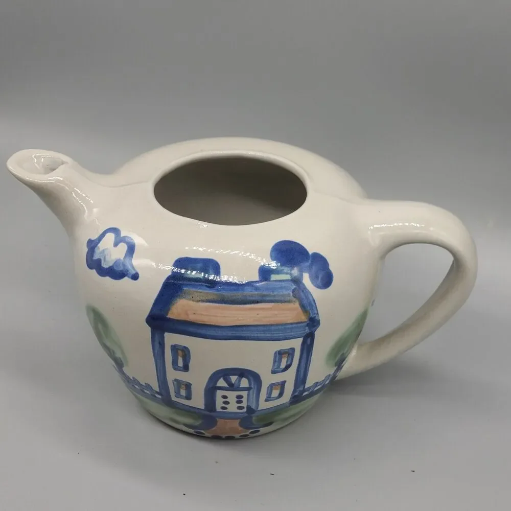 Vintage M.A. Hadley HOUSE Pattern 16 oz. Teapot Retired Home Sweet Home No Lid